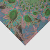 サンフラワーズグリーンピンクブルー抽象芸術アートデコパージュ 薄葉紙 (詳細)