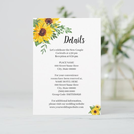 サンフラワーズグリ結婚ーナリーブライダルシャワーズ詳細 エンクロージャーカード (スタンド正面)