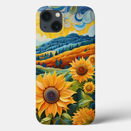 サンフラワーズサンライズ抽象芸術自然イラストレーション Case-Mate iPhoneケース (裏面)