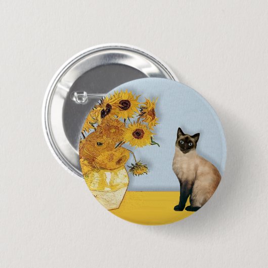 サンフラワーズシールポイントシャム猫 缶バッジ (正面&裏面)