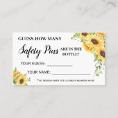 サンフラワーズセーフティピン数ベビーゲームカード プレイスカード (正面)