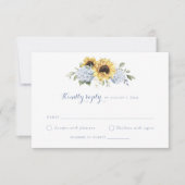 サンフラワーズダスティブルーアジサイ結婚式RSVP 招待状 (正面)