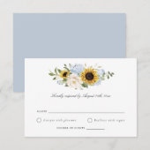 サンフラワーズダスティブルーフラワーズ素朴ウェディングRSVP 招待状 (正面/裏面)