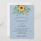 サンフラワーズダスティブルーユーカリ結婚の緑 招待状 (正面)