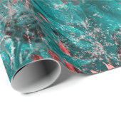 サンフラワーズティール(緑がかった色)ピンクフローラヴィンテージデコパージュアート ラッピングペーパー (ロールコーナー)