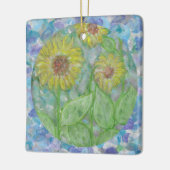 サンフラワーズドリームサークルティール(緑がかった色)アートオーナメント セラミックオーナメント (左)