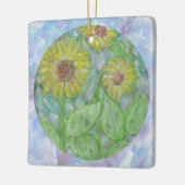 サンフラワーズドリームサークルラベンダーアートオーナメント セラミックオーナメント (左)