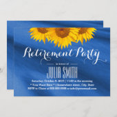 サンフラワーズネイビーブルーファブリックリタイアメントパーティー 招待状 (正面/裏面)