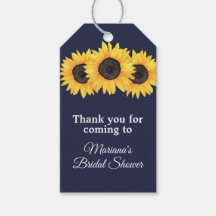 サンフラワーズネイビーブルーブライダルシャワーメッセージカード
