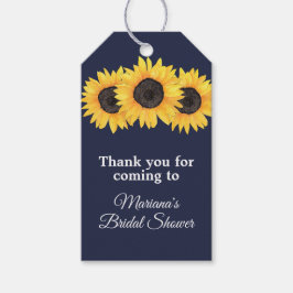 サンフラワーズネイビーブルーブライダルシャワーメッセージカード ギフトタグ