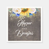 サンフラワーズネイビーブルー&ホワイト秋の結婚式 スタンダードカクテルナプキン (正面)