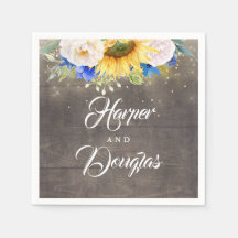 サンフラワーズネイビーブルー&ホワイト秋の結婚式