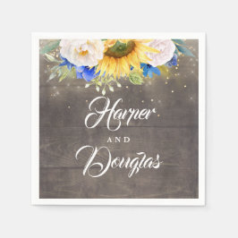 サンフラワーズネイビーブルー&ホワイト秋の結婚式 スタンダードカクテルナプキン