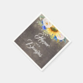 サンフラワーズネイビーブルー&ホワイト秋の結婚式 スタンダードカクテルナプキン (角)