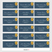 サンフラワーズネイビ素朴ーブルー結婚ズのゲストネームズSt シール (シート)