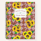 サンフラワーズバタフライレッドギンガムレシピ ノートブック (正面)