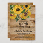 サンフラワーズバーンウッドウェスタン100誕生日 招待状 (正面/裏面)