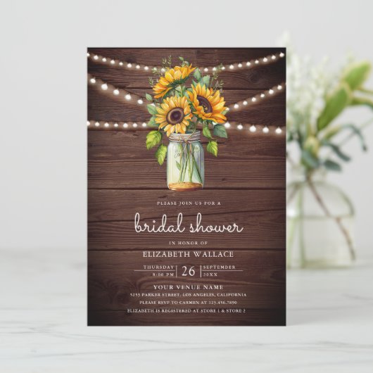 サンフラワーズバーンウッドメイソンジャールフォトブライダルシャワー 招待状 (スタンド正面)