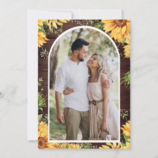 サンフラワーズバーンウッドメイソンジャールフォトブライダルシャワー 招待状 (裏面)