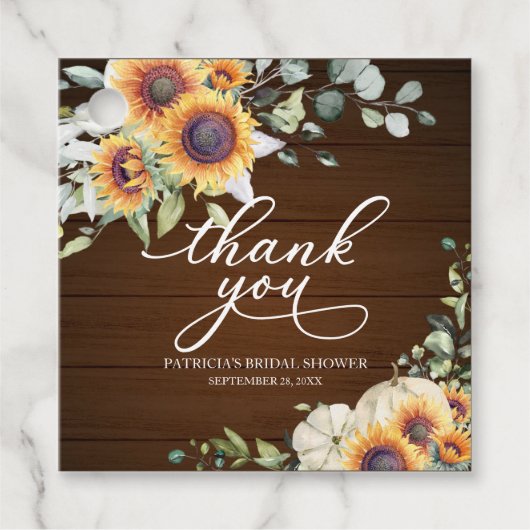 サンフラワーズパンプキン秋ブライダルシャワー フェイバータグ (正面)