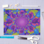 サンフラワーズパープルブルーイエロー抽象芸術デコパージュ 薄葉紙 (クラフト)