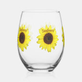 サンフラワーズビッグブライト写真植物学 ステムなしワイングラス (正面)