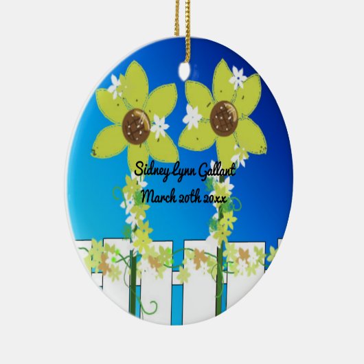 サンフラワーズピケットフェンス初めてのクリスマス セラミックオーナメント (右)