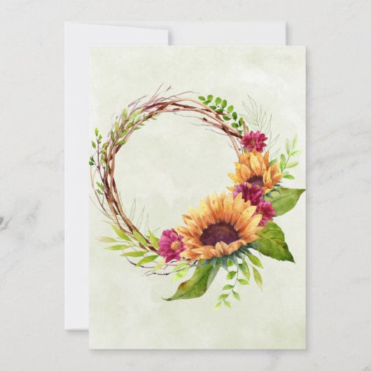 サンフラワーズピンクブリデスメイドランチョン招待状 (裏面)