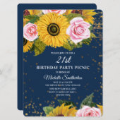 サンフラワーズピンクローズ金ゴールドグリッター21歳I 招待状 (正面/裏面)