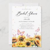サンフラワーズフィールド蝶素朴ブライダルシャワー 招待状 (正面)