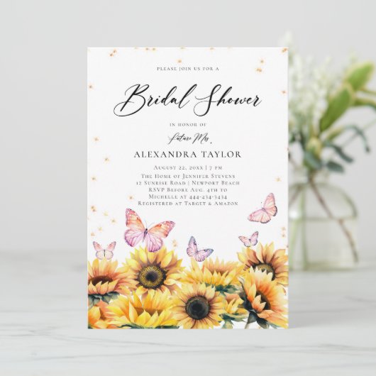 サンフラワーズフィールド蝶素朴ブライダルシャワー 招待状 (スタンド正面)