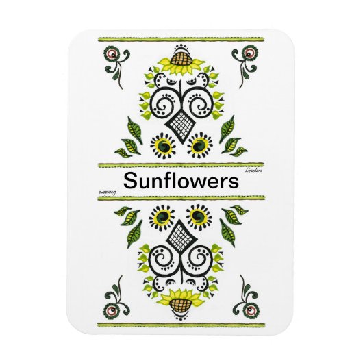 サンフラワーズフォークパターンバイアレクサンドラ調理師 マグネット (縦)