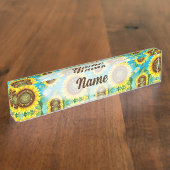 サンフラワーズブライトサマー自然フローラ デスクネームプレート (側面)