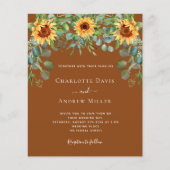 サンフラワーズブラウンユーカリの緑の招待状 (正面)