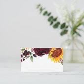 サンフラワーズブルガンディレッドローズ秋秋結婚の プレイスカード (スタンド正面)