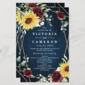 サンフラワーズブルゴーニュバラネイビー結婚式 プログラム (正面/裏面)