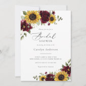 サンフラワーズブルゴーニュフローラ素朴ブライダルシャワー 招待状 (正面)