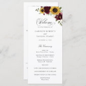 サンフラワーズブルゴーニュフローラ素朴結婚式 プログラム (正面/裏面)