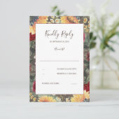 サンフラワーズブルゴーニュ素朴秋の結婚式RSVP 出欠カード (スタンド正面)