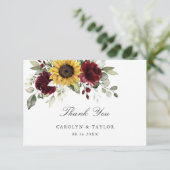 サンフラワーズブルゴーニュ赤素朴フローラ結婚ズ サンキューカード (スタンド正面)