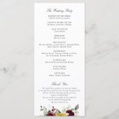 サンフラワーズブルゴーニュ赤素朴フローラ結婚ズ プログラム (裏面)