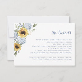 サンフラワーズブルーアジサイ結婚グリーン詳細 招待状