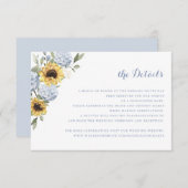 サンフラワーズブルーアジサイ結婚グリーン詳細 招待状 (正面/裏面)