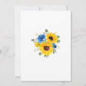 サンフラワーズブルーバラ幾何学植物結婚の 招待状 (裏面)