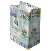 サンフラワーズブルーフラワーズドラゴンフライバタフライガーデン ミディアムペーパーバッグ (正面アングル)
