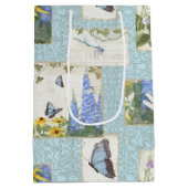 サンフラワーズブルーフラワーズドラゴンフライバタフライガーデン ミディアムペーパーバッグ (裏面)