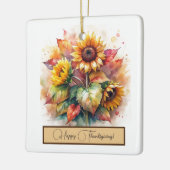 サンフラワーズブーケハッピーサンクスギビングオーナメント セラミックオーナメント (左)