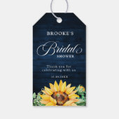 サンフラワーズベビーズブレスネイビーブルーブライダルシャワー ギフトタグ (裏面)