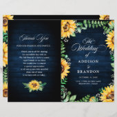 サンフラワーズベビーズブレスネイビーブルー結婚式 プログラム (正面/裏面)