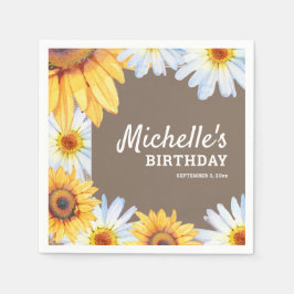 サンフラワーズホワイトデイジーバーラップカスタム誕生日 スタンダードカクテルナプキン